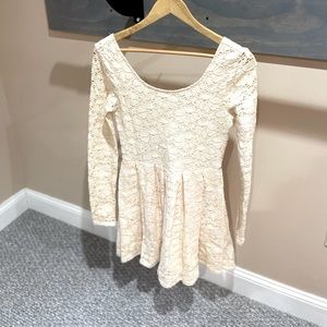 Free People Embroidered Overlay Long Sleeve Dress